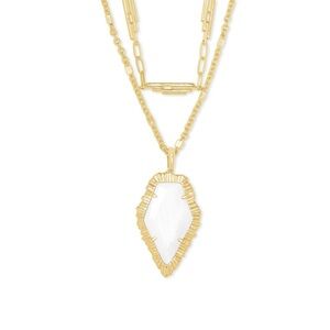 Kendra Scott Tessa Gold Multi Strand Necklace in White Mussel